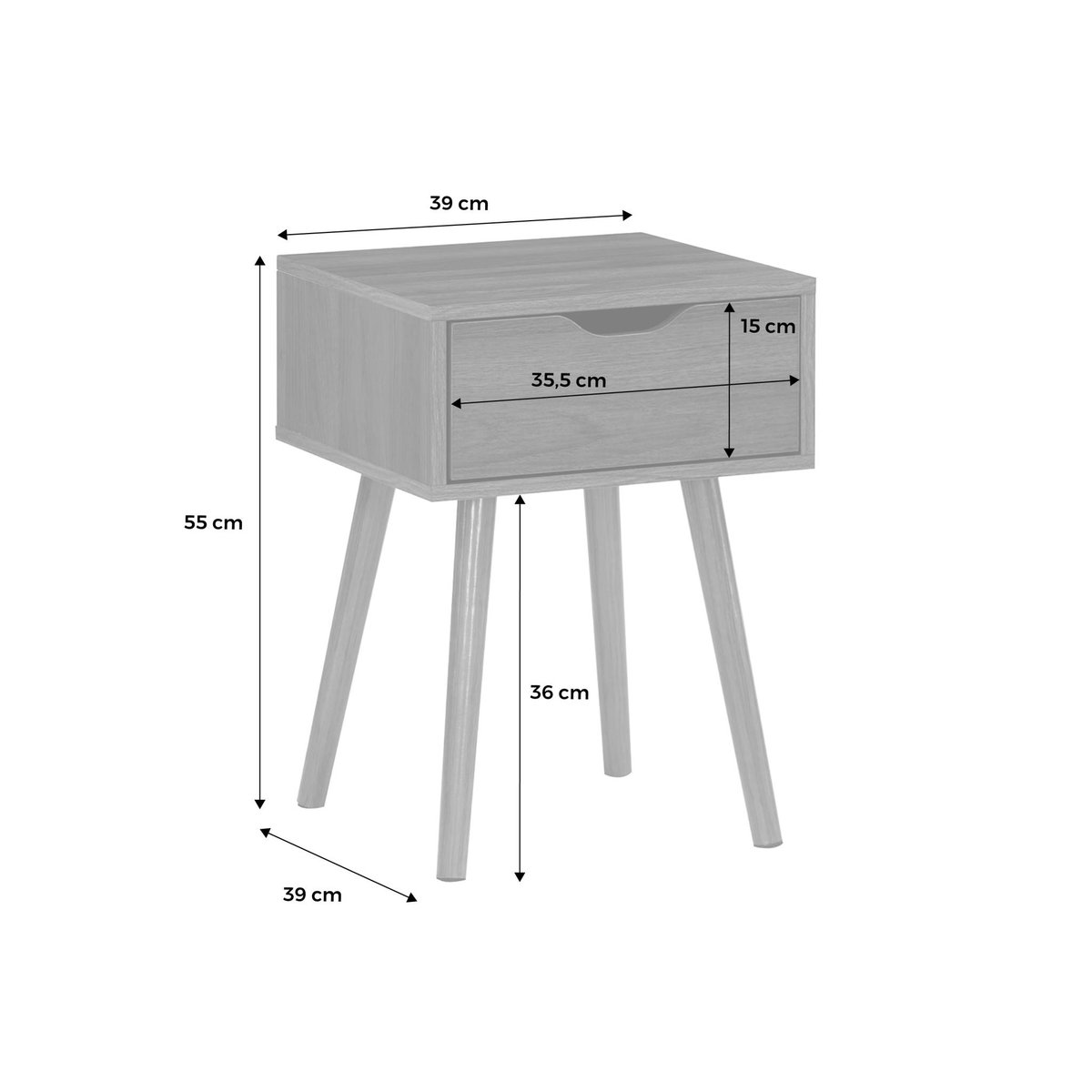 Table de chevet décor bois teinté noyer 1 tiroir (lot de 2) NEPAL noyer, SWEEEK