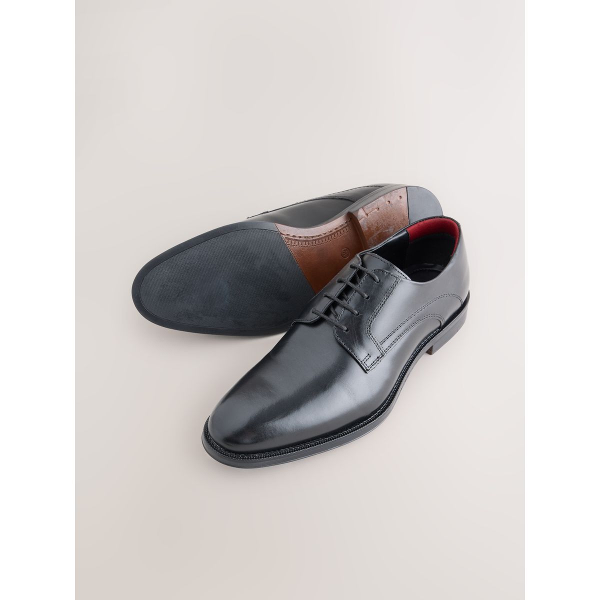Chaussures derby en cuir noir, NEXT