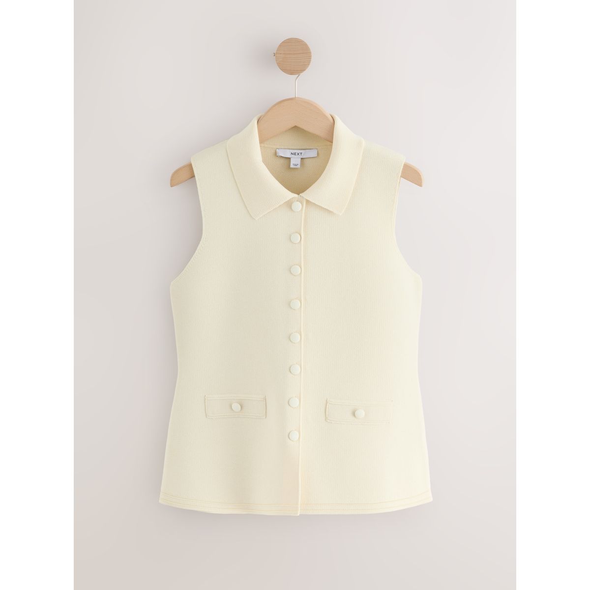 Gilet de costume boutonné en maille écru, NEXT
