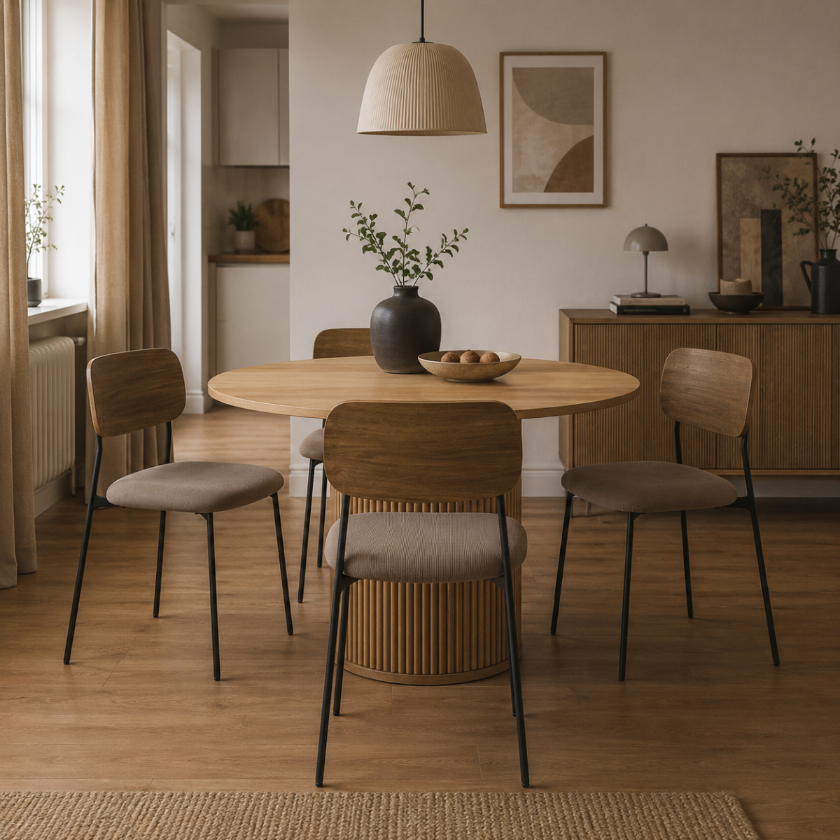 Lot de 4 Chaises taupe NOAN marron, CALICOSY
