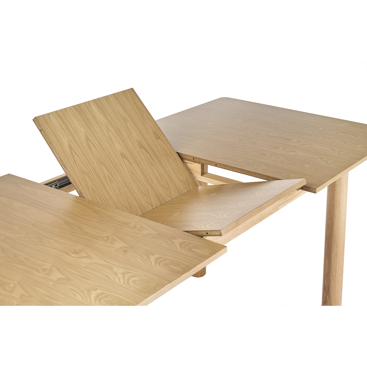 Table extensible rallonges intégrées rectangulaire bois clair frêne L160-210 cm CLAUDIE couleur unique, MILIBOO