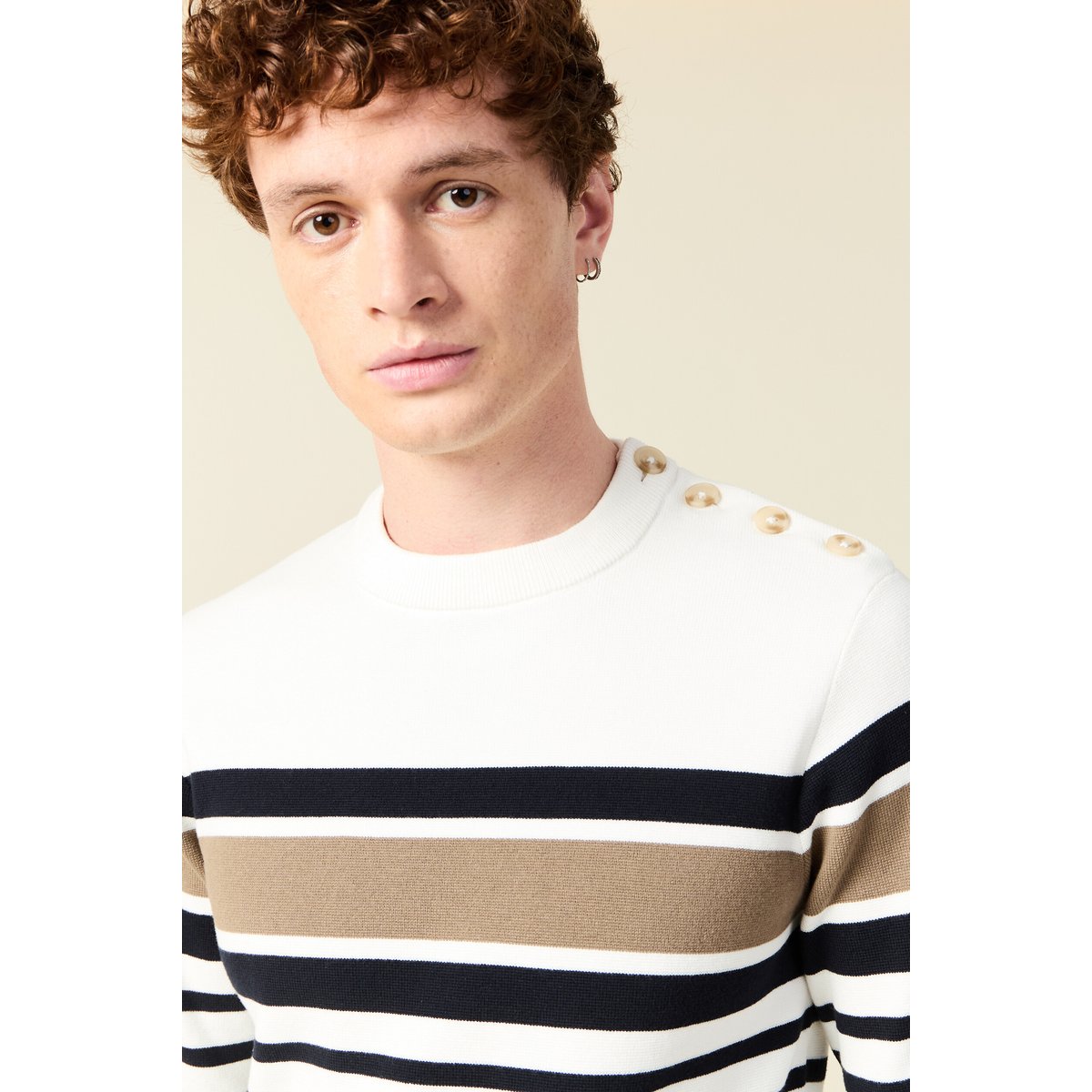 Pull manches longues ecru, BONOBO