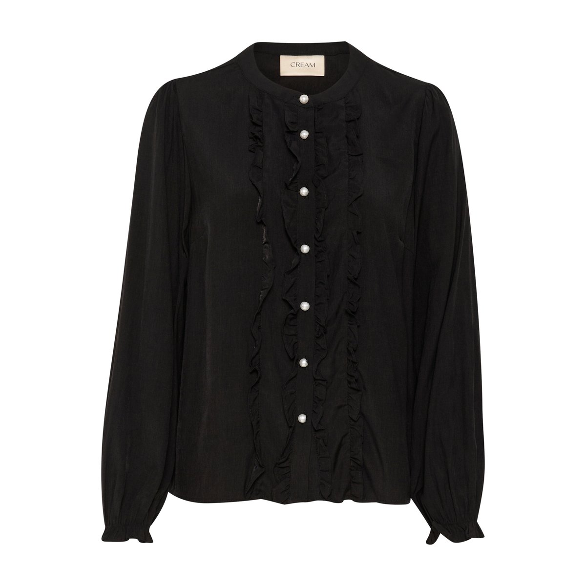 Blouse with long sleeve noir pitch black, CREAM