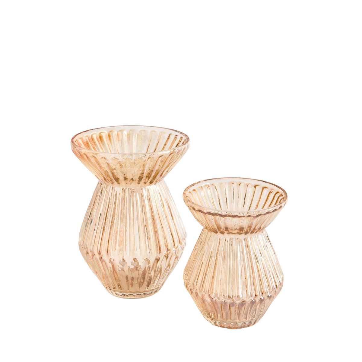 Vase en verre nervuré, lot de 2 lustre doré, NEXT