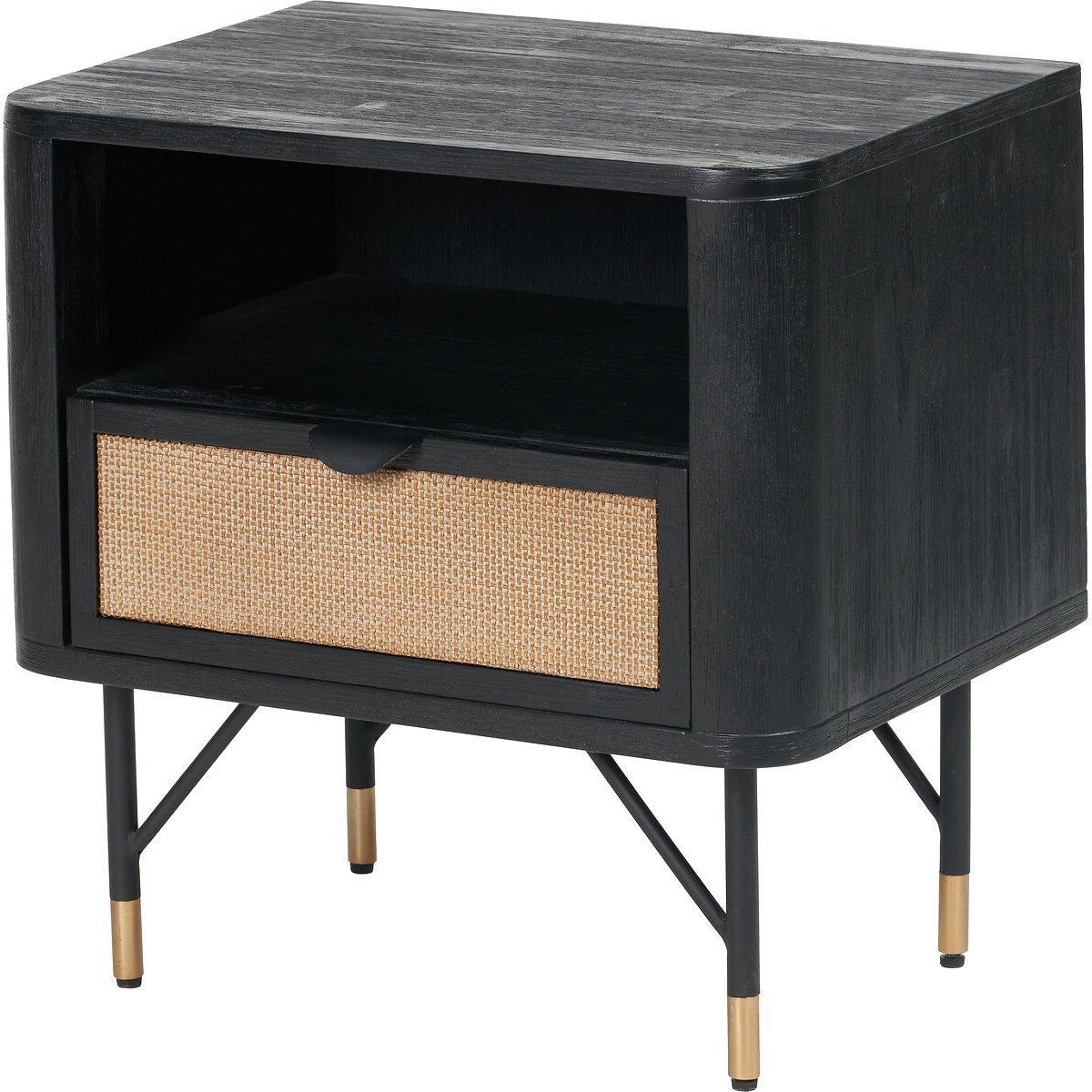 Fenix Acacia Rattan Bedside Table black/natural, ÉDITÉ
