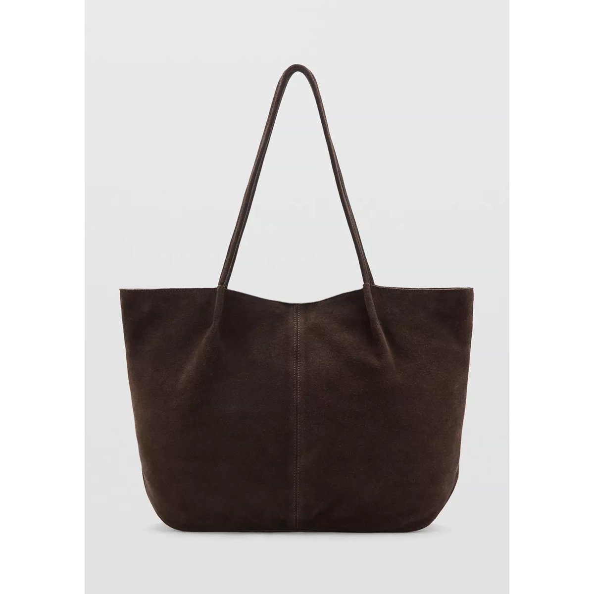 Sac cabas cuir suédé chocolat, MANGO