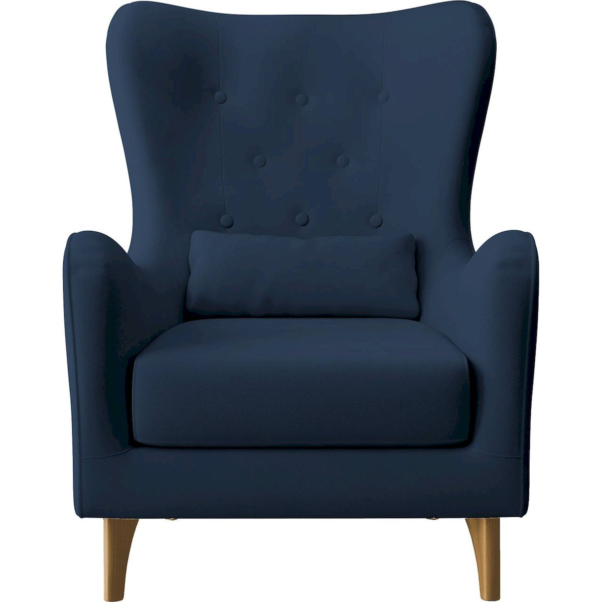 Fauteuil bergère capitonné en velours bleu marine, RECOLLECTION