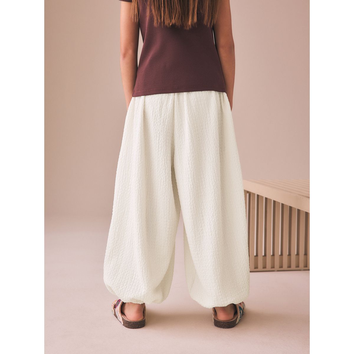 Pantalon ballon texturé blanc écru, NEXT
