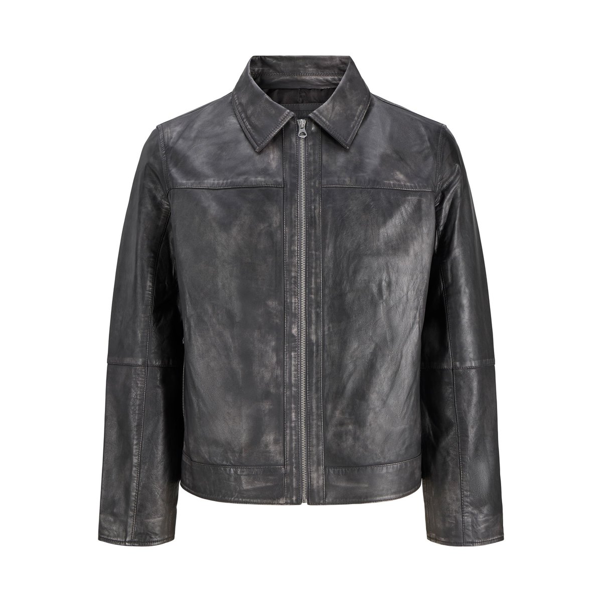 Veste En Cuir anthracite, JACK & JONES