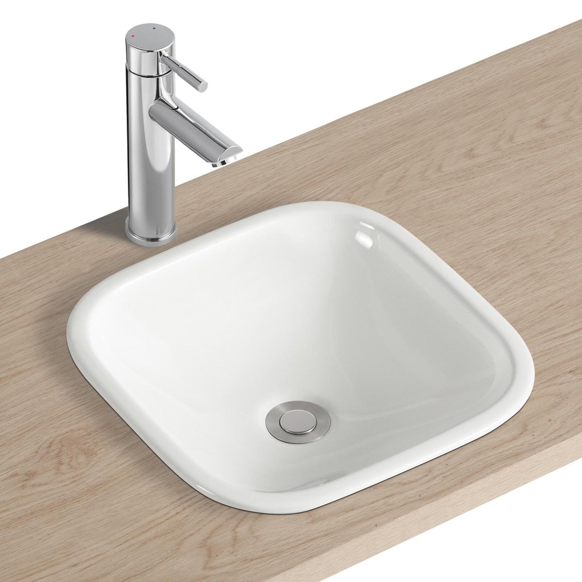 Vasque à encastrer carrée en céramique blanche 37cm blanc, MOB IN