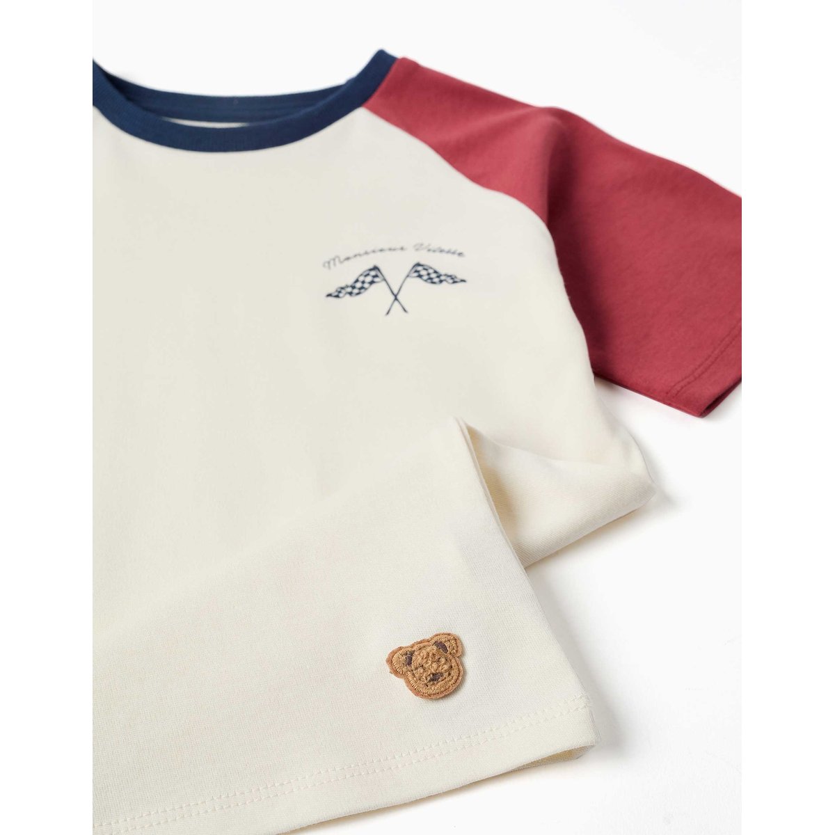 Pyjama à manches courtes en coton avec masque rembourré rouge foncé, ZIPPY