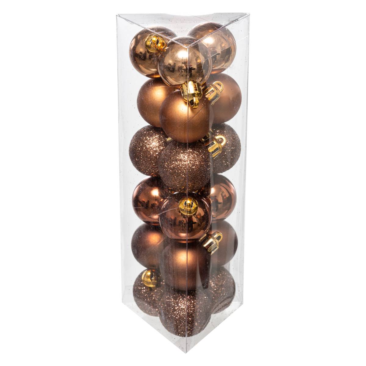 Lot de 18 boules de Noël D.3 cm marron, ATMOSPHERA