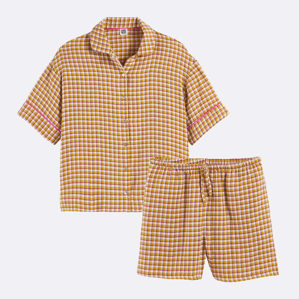 Pyjashort en pur coton, à carreaux carreaux, LA REDOUTE COLLECTIONS