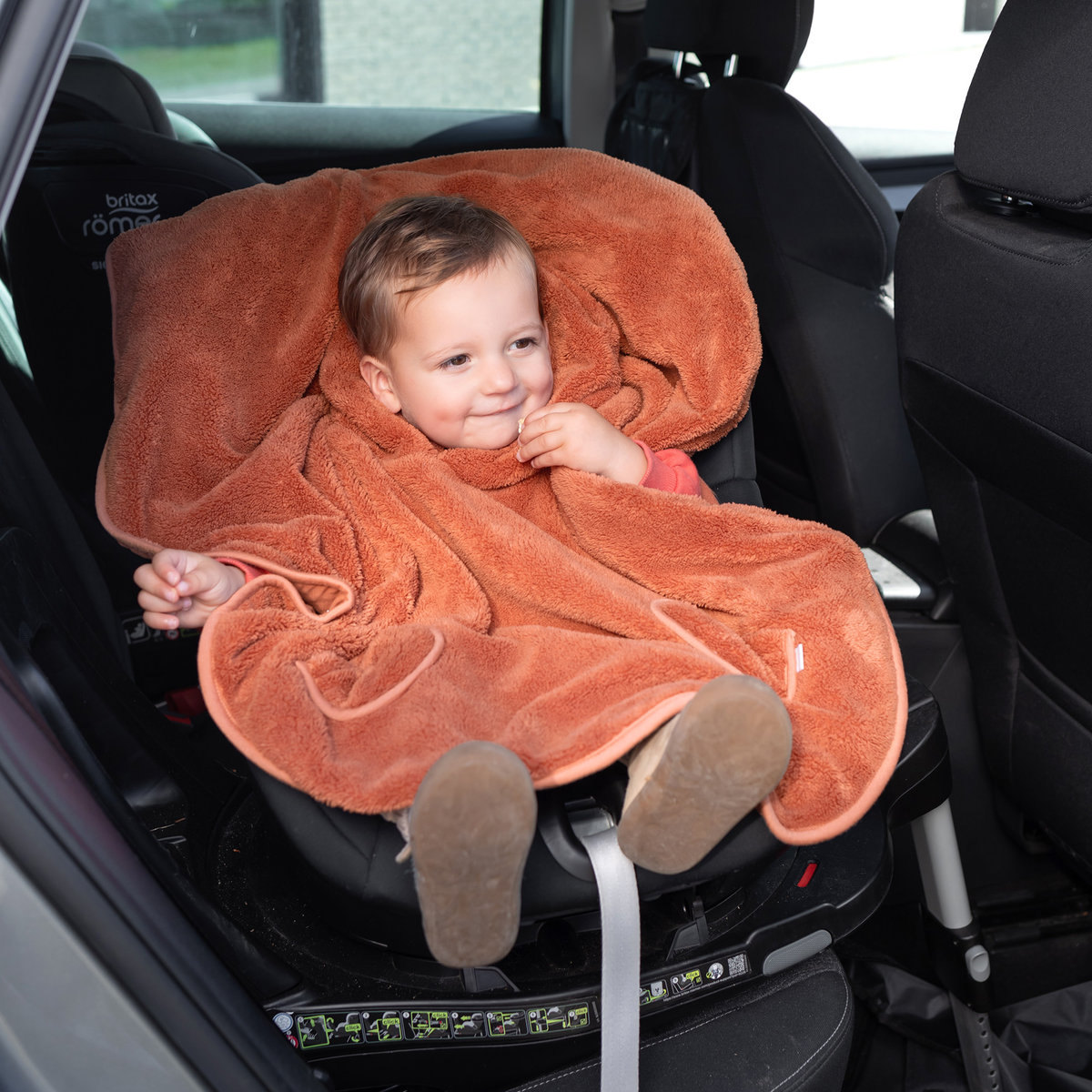 Poncho de voyage bébé pour siège auto - Moelleux douceur noisette, BEMINI