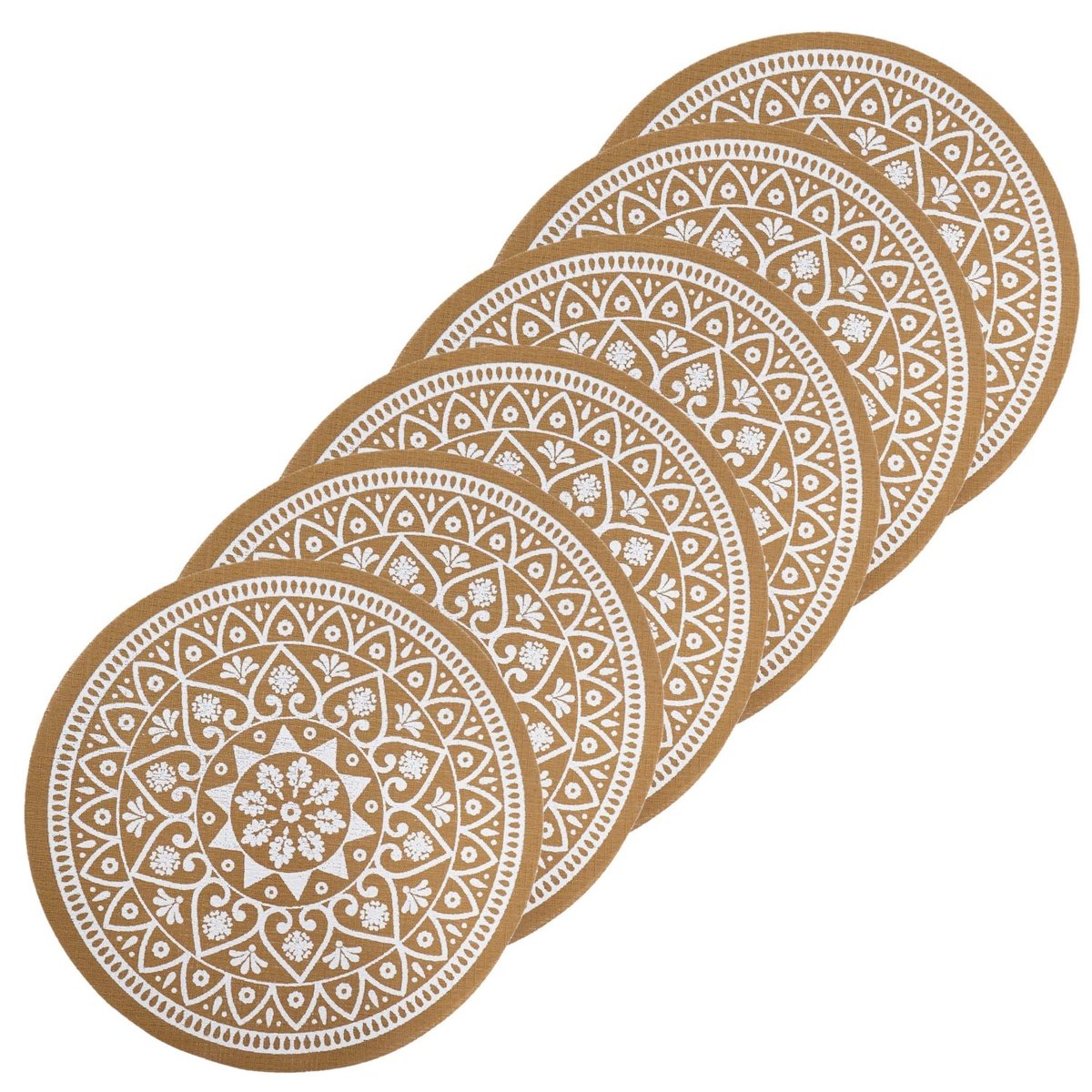 Lot de 6 sets de table imitation jute lessivables blanc, TOILINUX