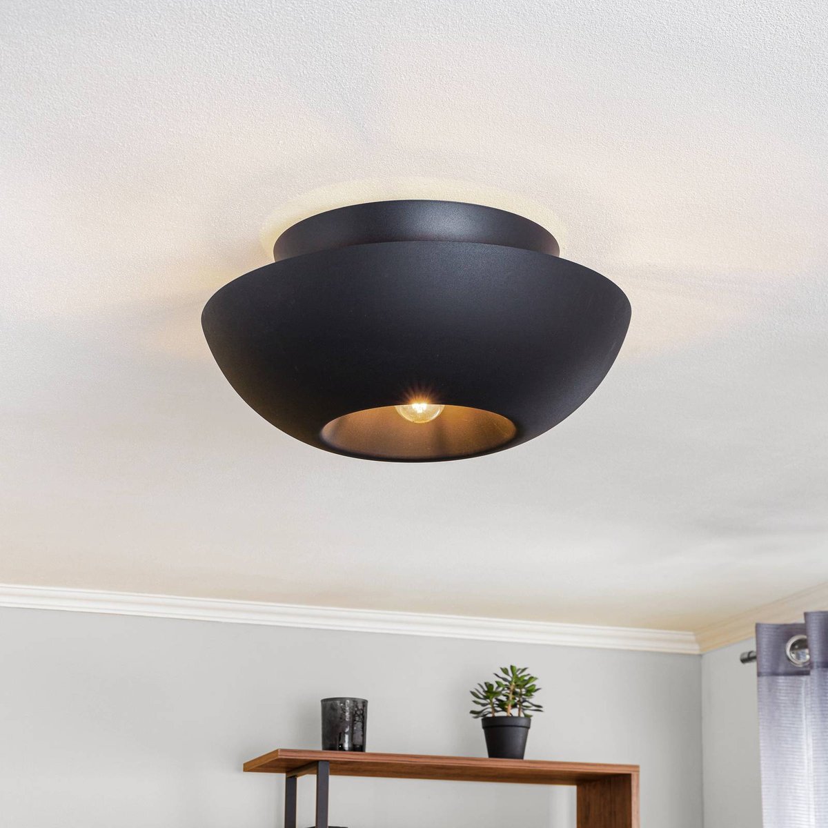 Plafonnier en métal design, Kellina noir, LUCANDE