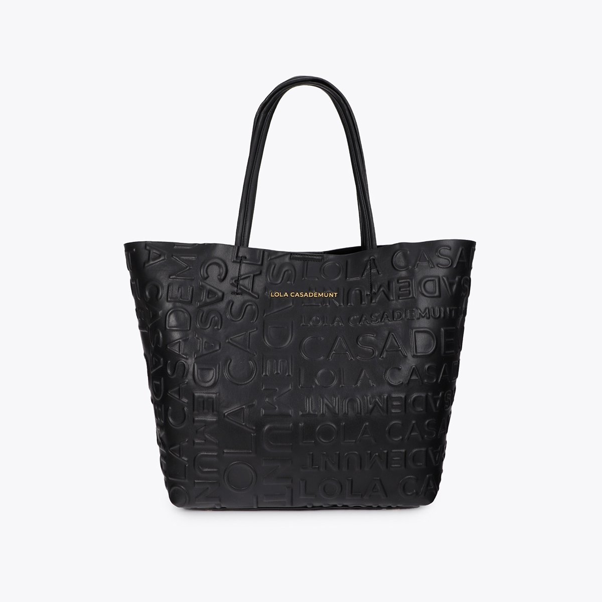 Cabas à logo embossé en simili cuir noir, LOLA CASADEMUNT
