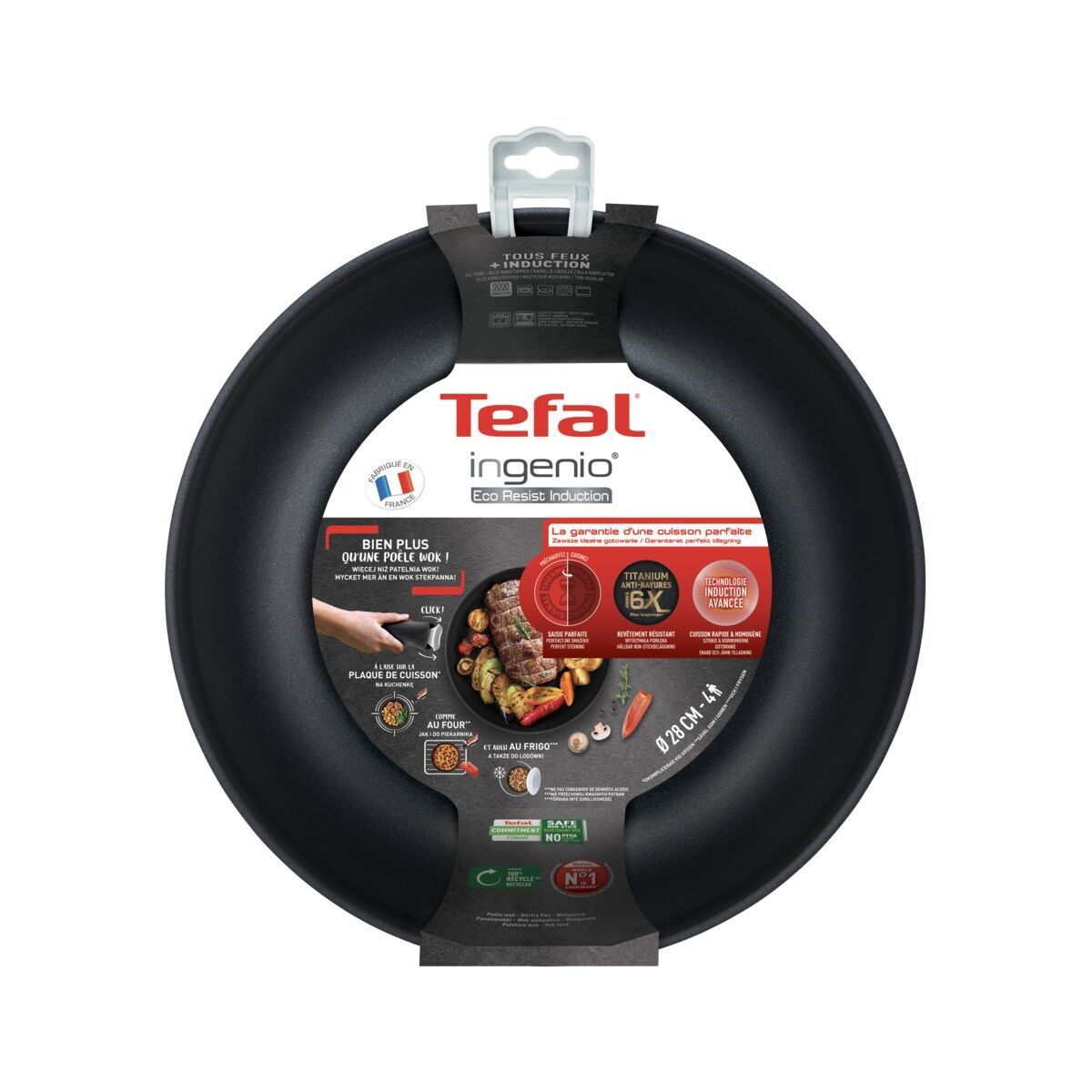 Wok Ingenio Eco Resist 28 cm L3971902 noir, TEFAL