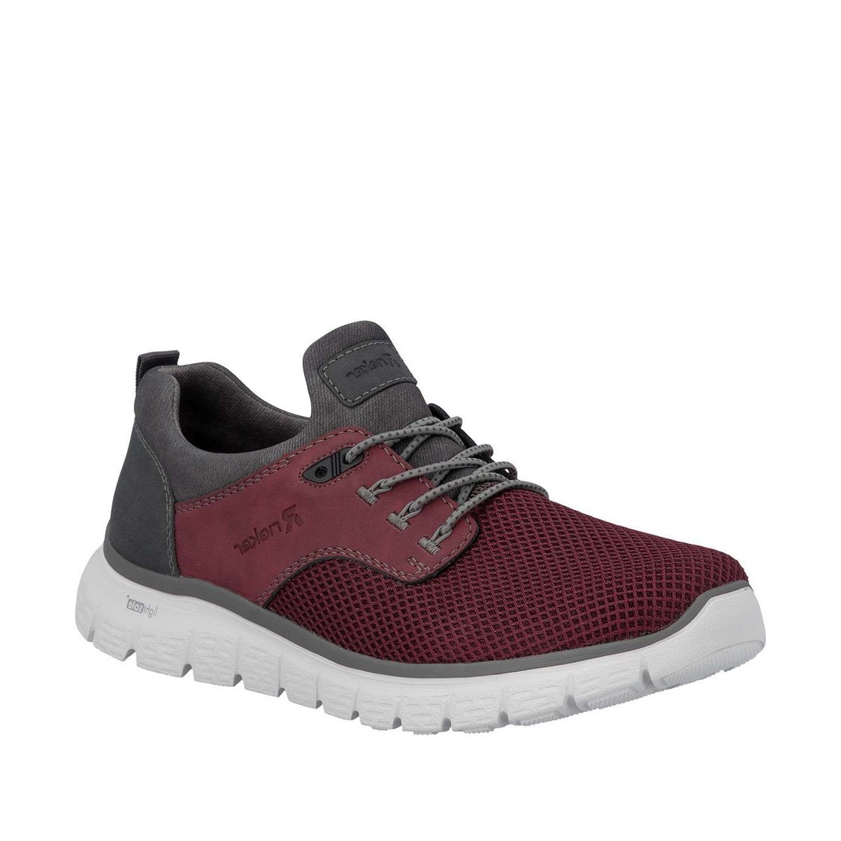 Sneakers bordeaux à talon plat avec une languette d'aisance à l'arrière rouge foncé, RIEKER