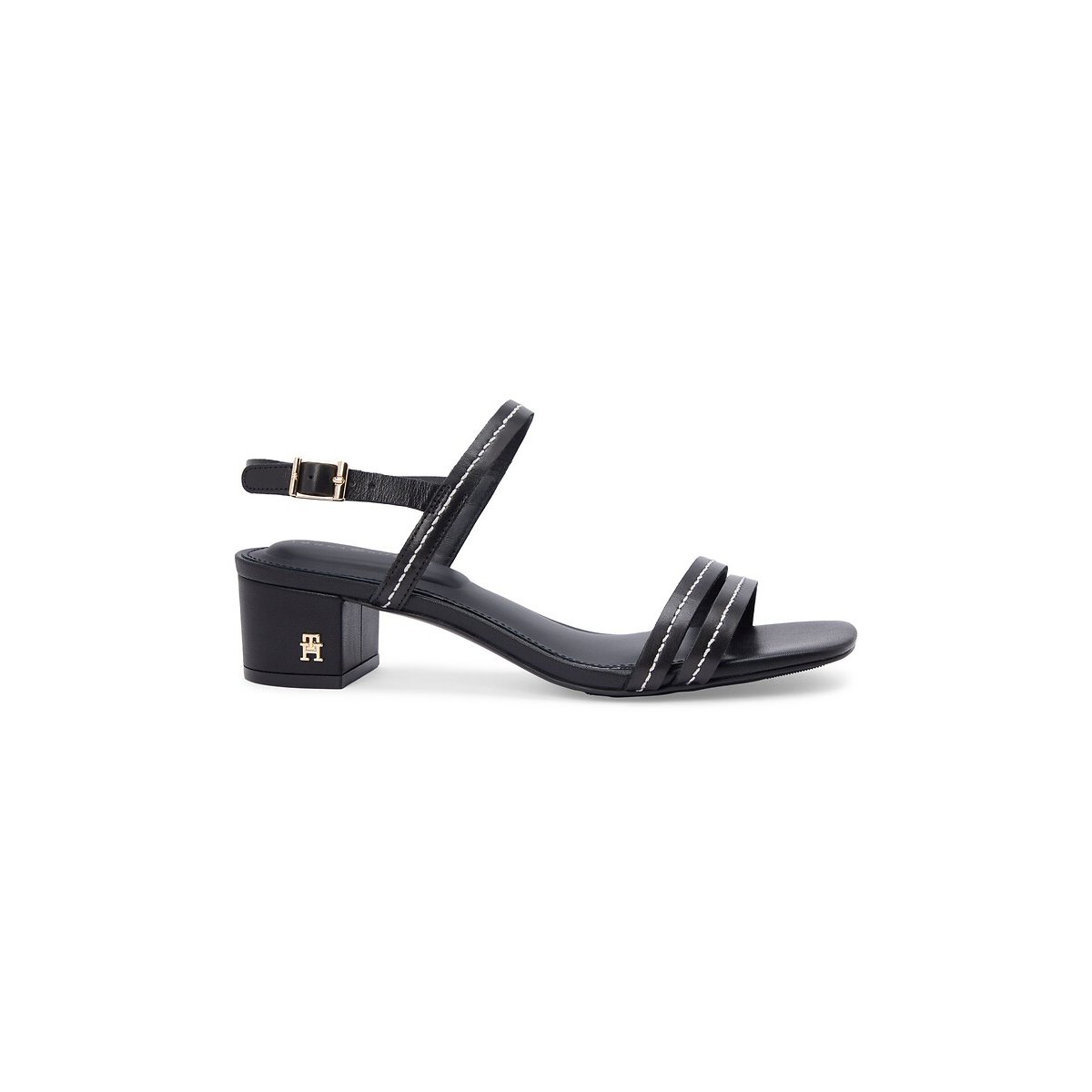 Sandales à talons en cuir noir, TOMMY HILFIGER