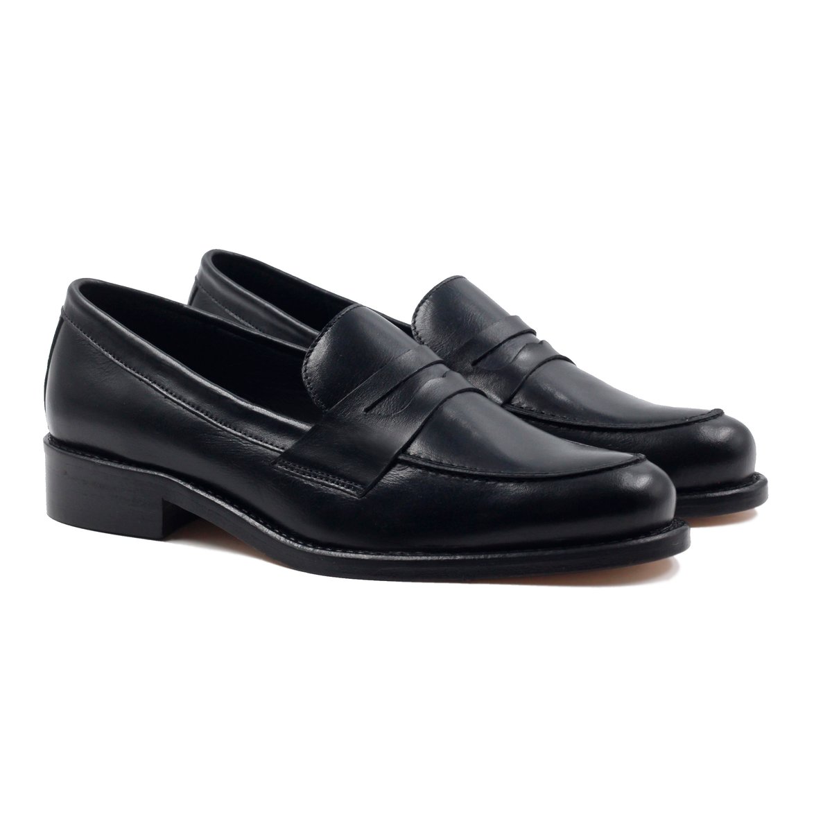 Mocassins cuir lisse noir, JULES & JENN