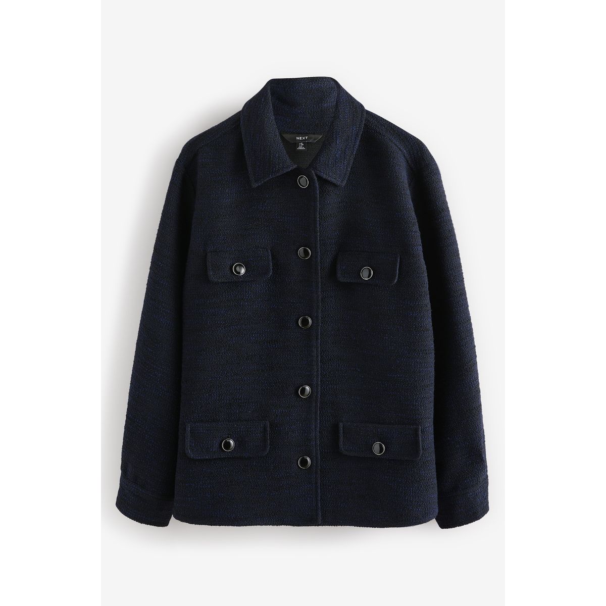 Veste-chemise boutonnée en maille bouclée bleu marine, NEXT