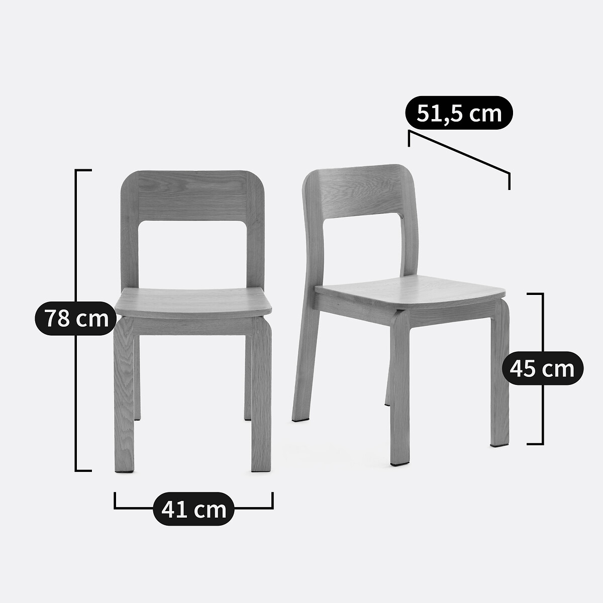 Lot de 2 chaises teintées noyer, Talet teinté coloris noyer, LA REDOUTE INTERIEURS