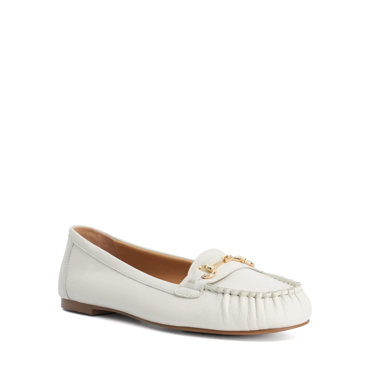 Mocassins en cuir à bout froncé - GUNO white-leather, DUNE LONDON