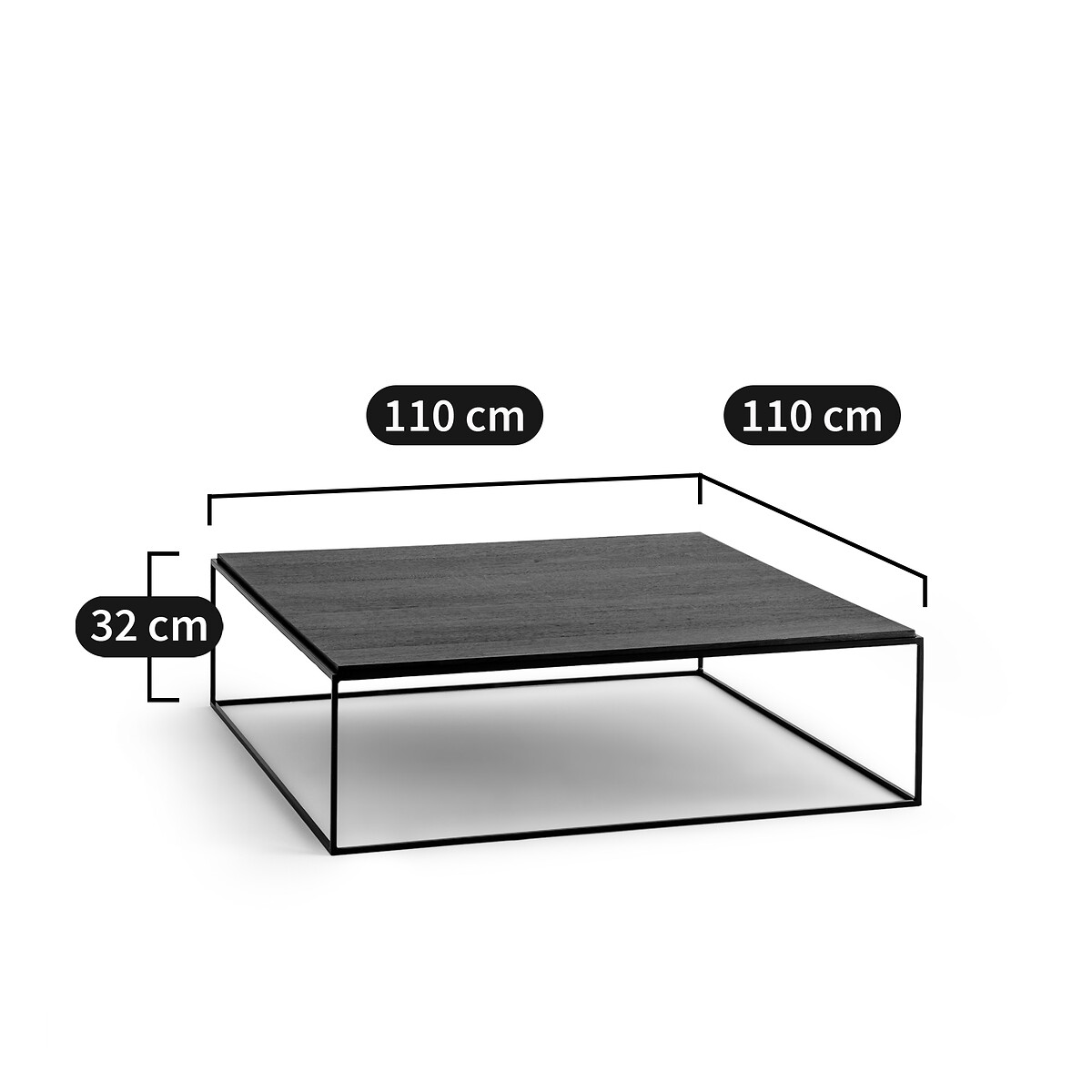 Table basse carrée en plaqué noyer format XL Nolia noyer, AM.PM