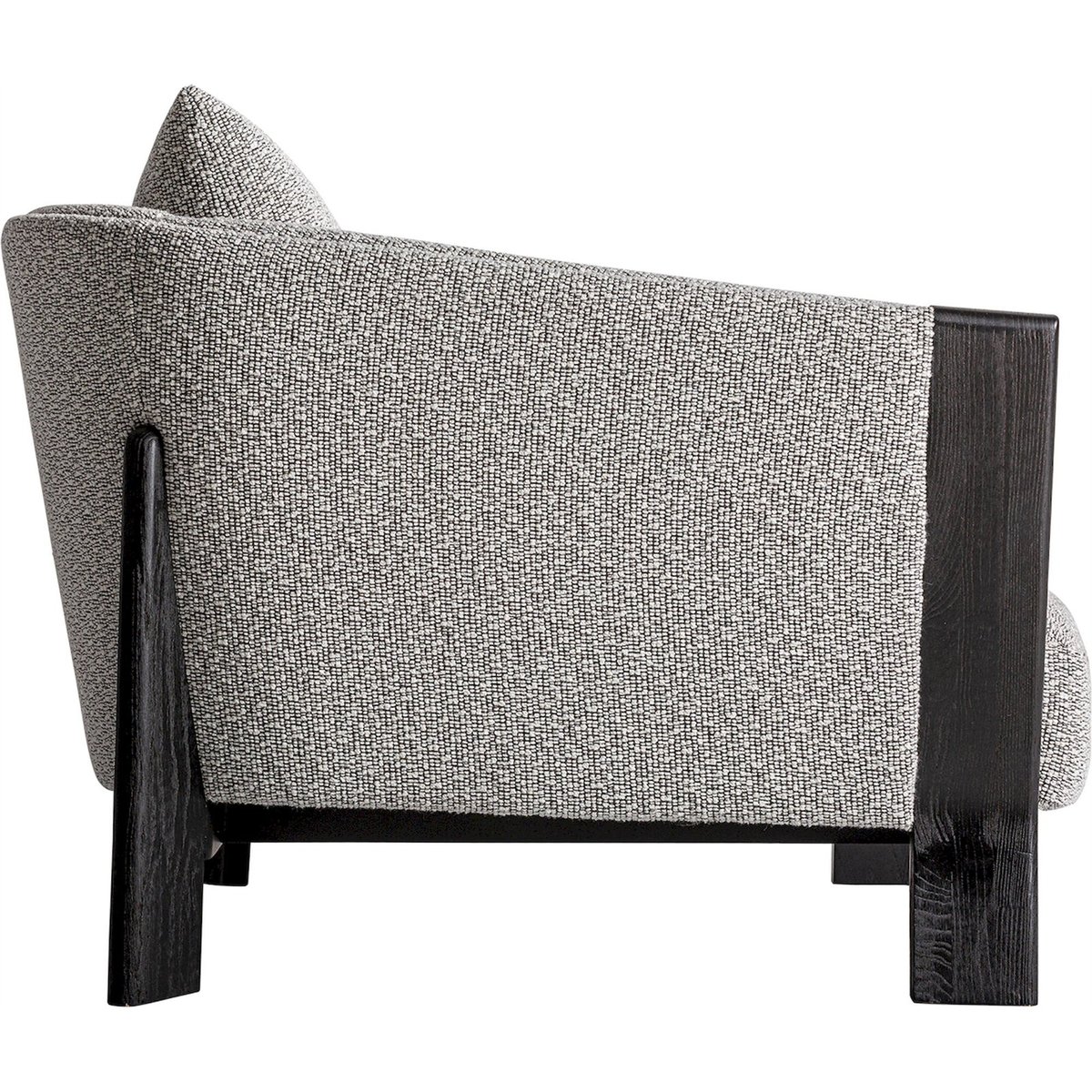 Fauteuil contemporain en chêne et laiton gris marbré élégant, RECOLLECTION