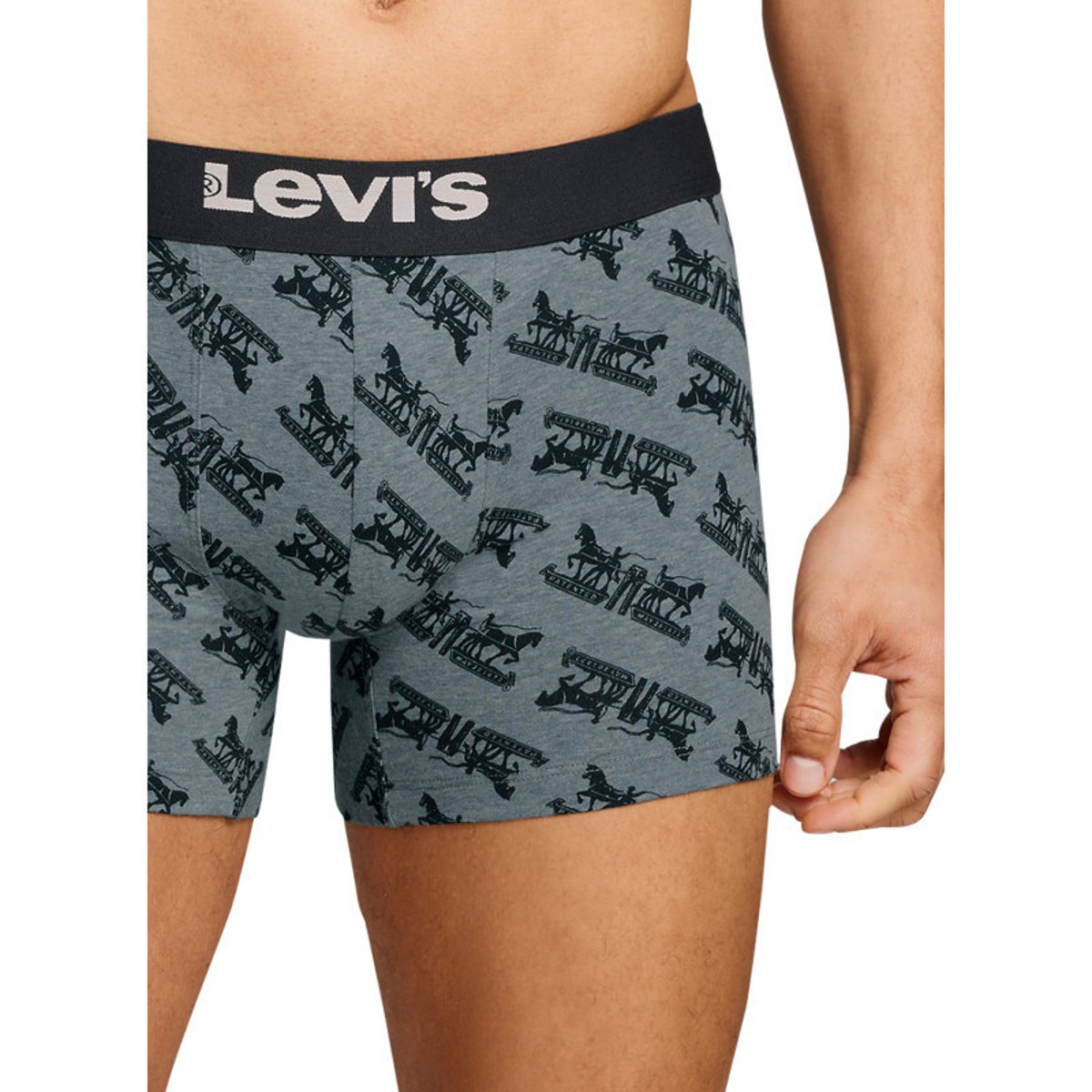 Lot de 3 boxers courts gris et noir en coton avec ceinture élastiquée gris et noir, LEVI'S