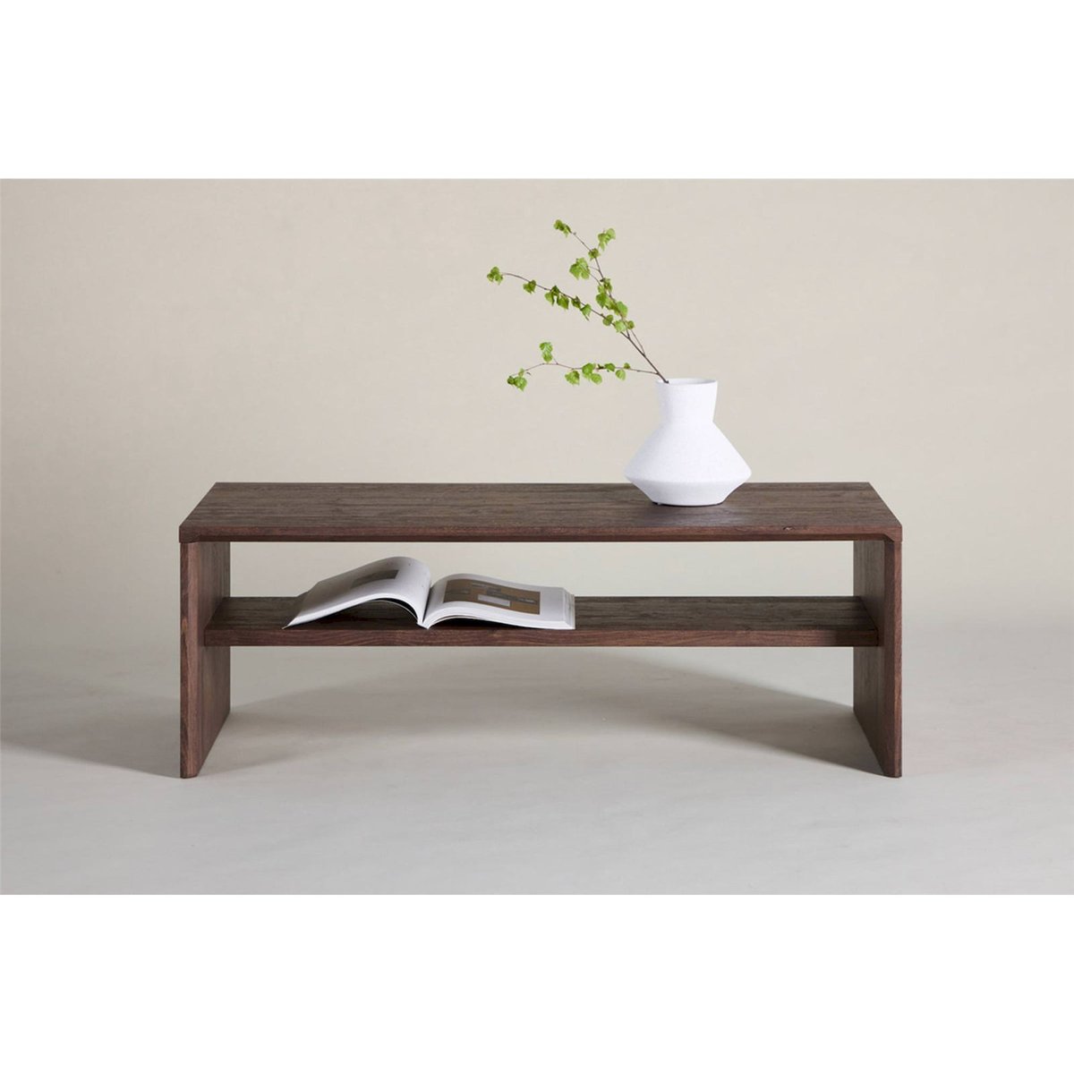 Table basse rectangulaire avec rangement LORREN chêne blanchi, RECOLLECTION