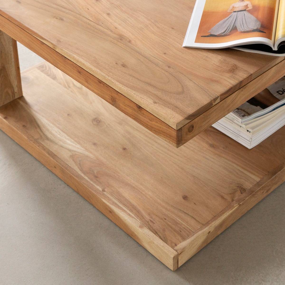Table basse en bois d'acacia carrée CAËL bois clair, MADE IN MEUBLES