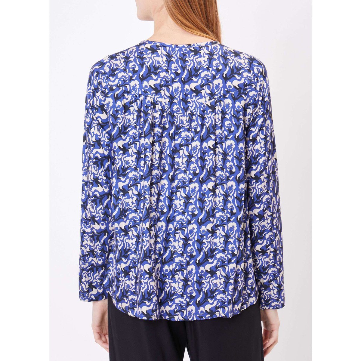 Blouse imprimée manches longues ONICA bleu denim, PRINCESSE NOMADE