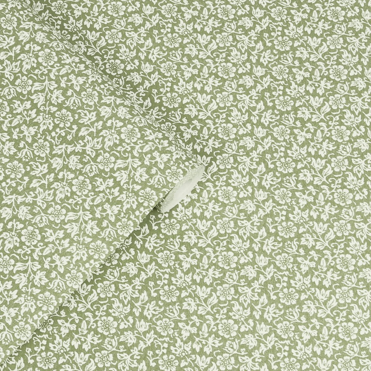Papier peint Petites fleurs Sweet Alyssum vert, LAURA ASHLEY