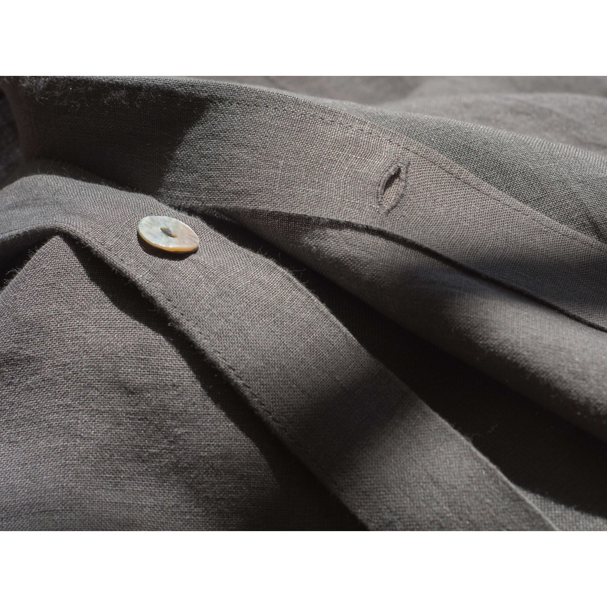 Housse de couette Lin lavé 2 personnes uni NAGHADA gris anthracite, TODAY