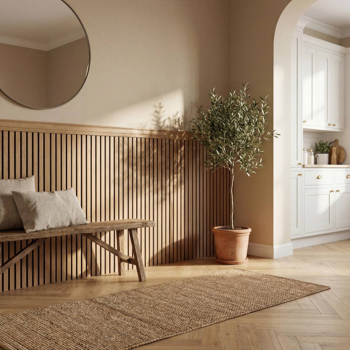 Lot de 4 panneaux de soubassement BENY beige, ATMOSPHERA