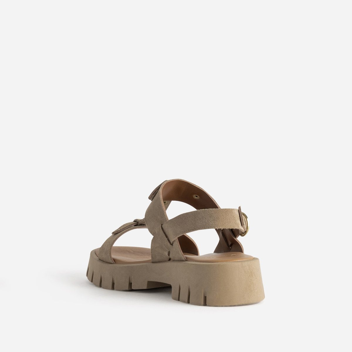 Sandale Plate en cuir NASSILA beige, TEXTO