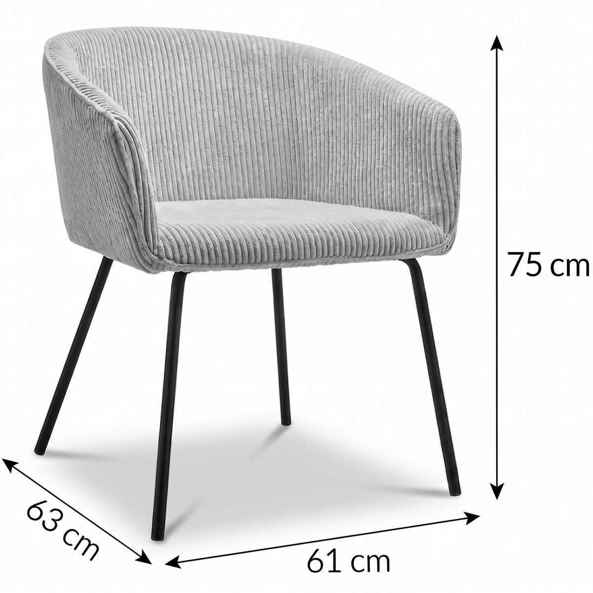 Lot de 2 fauteuils de table en velours côtelé - SWANN beige, HOMIFAB