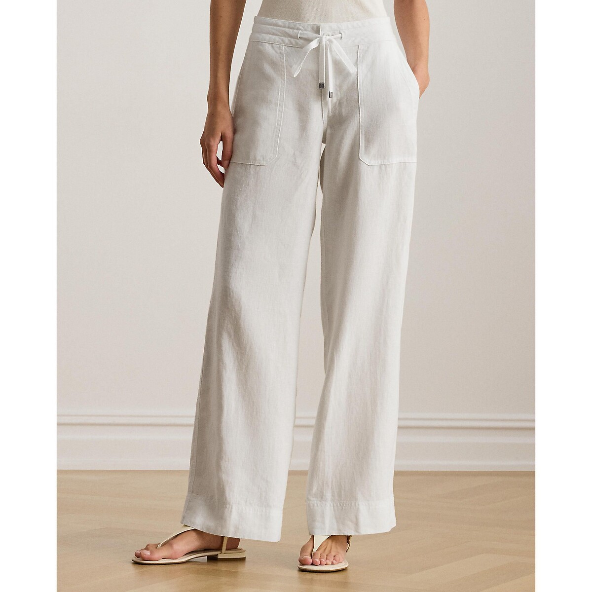 Pantalon large en lin, JOVONIE blanc, LAUREN RALPH LAUREN