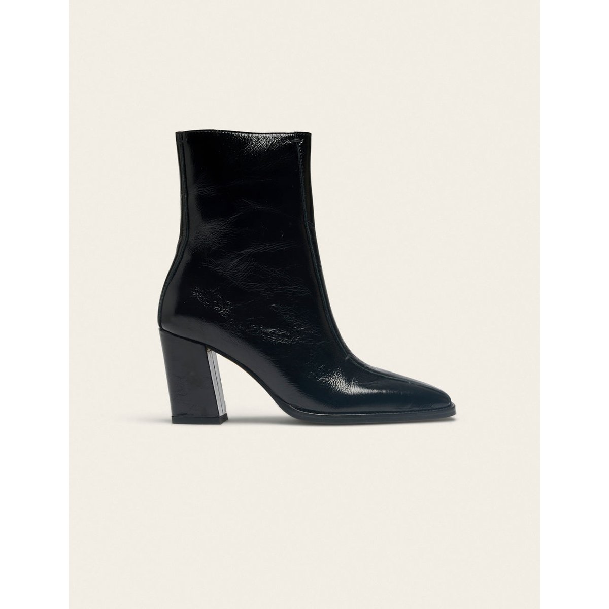 Bottines à talons SORALI cuir plissé noir, ODAJE
