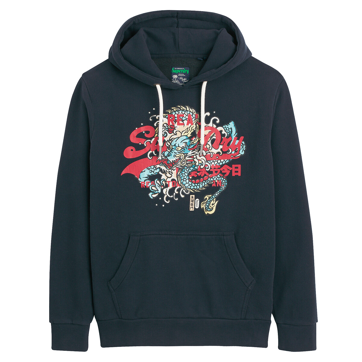 Sweat à capuche Tokyo Vintage Logo bleu marine, SUPERDRY