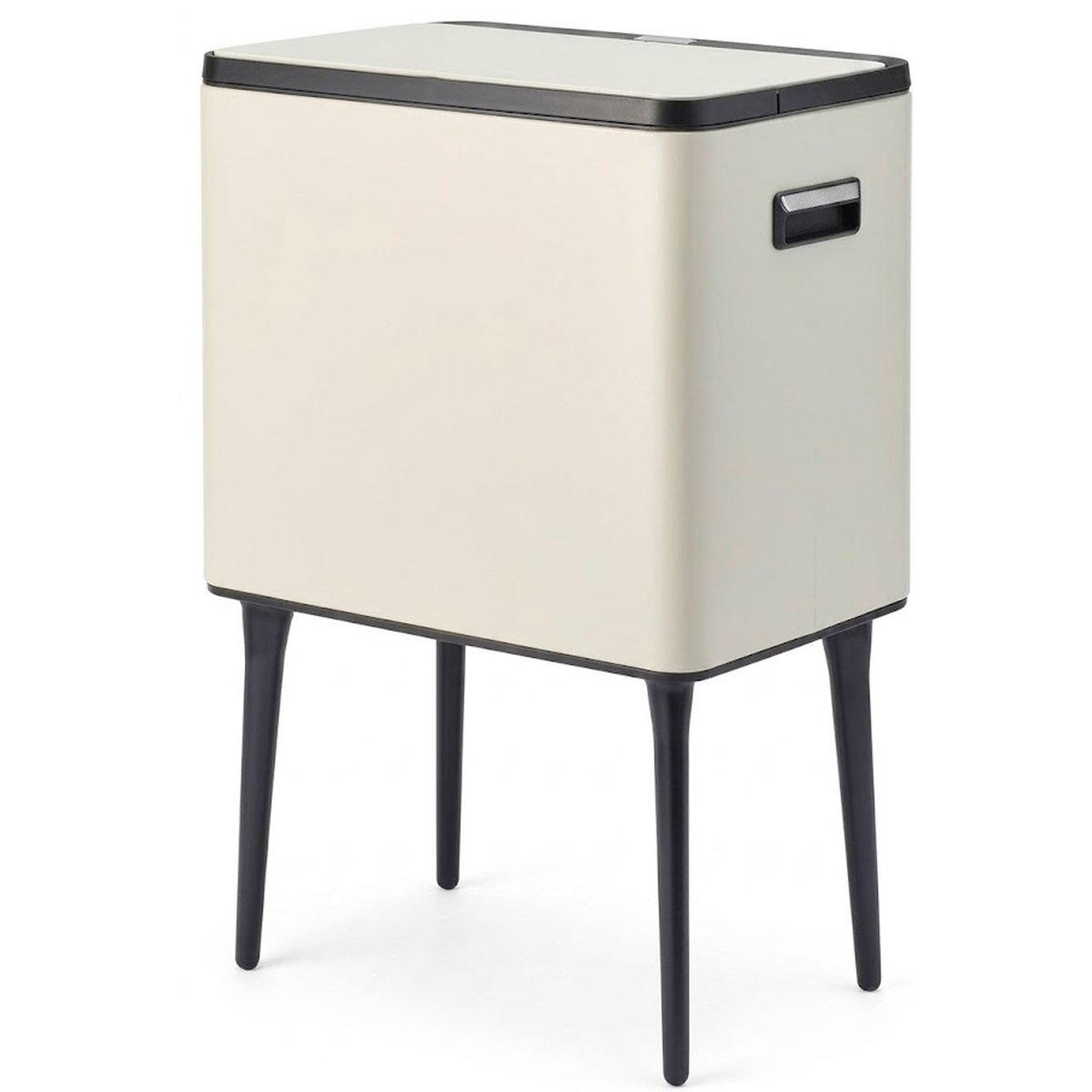 Poubelle de cuisine sur pied design en métal blanc crème 35L blanc, WADIGA
