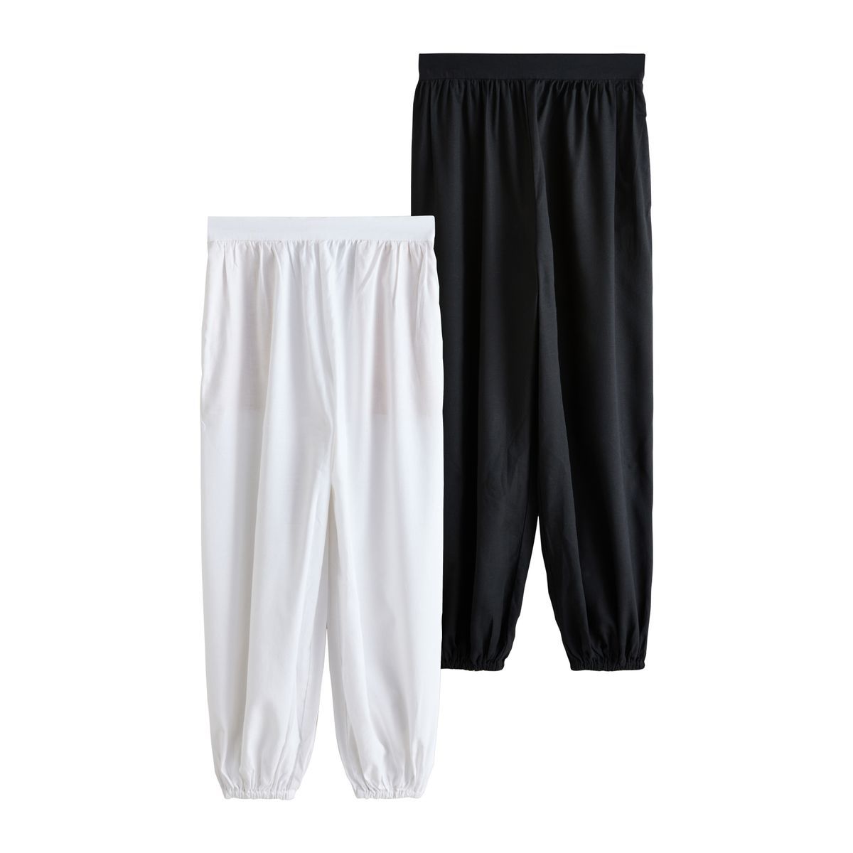 Pantalon bouffant en lin mélangé, lot de 2 blanc/noir, NEXT