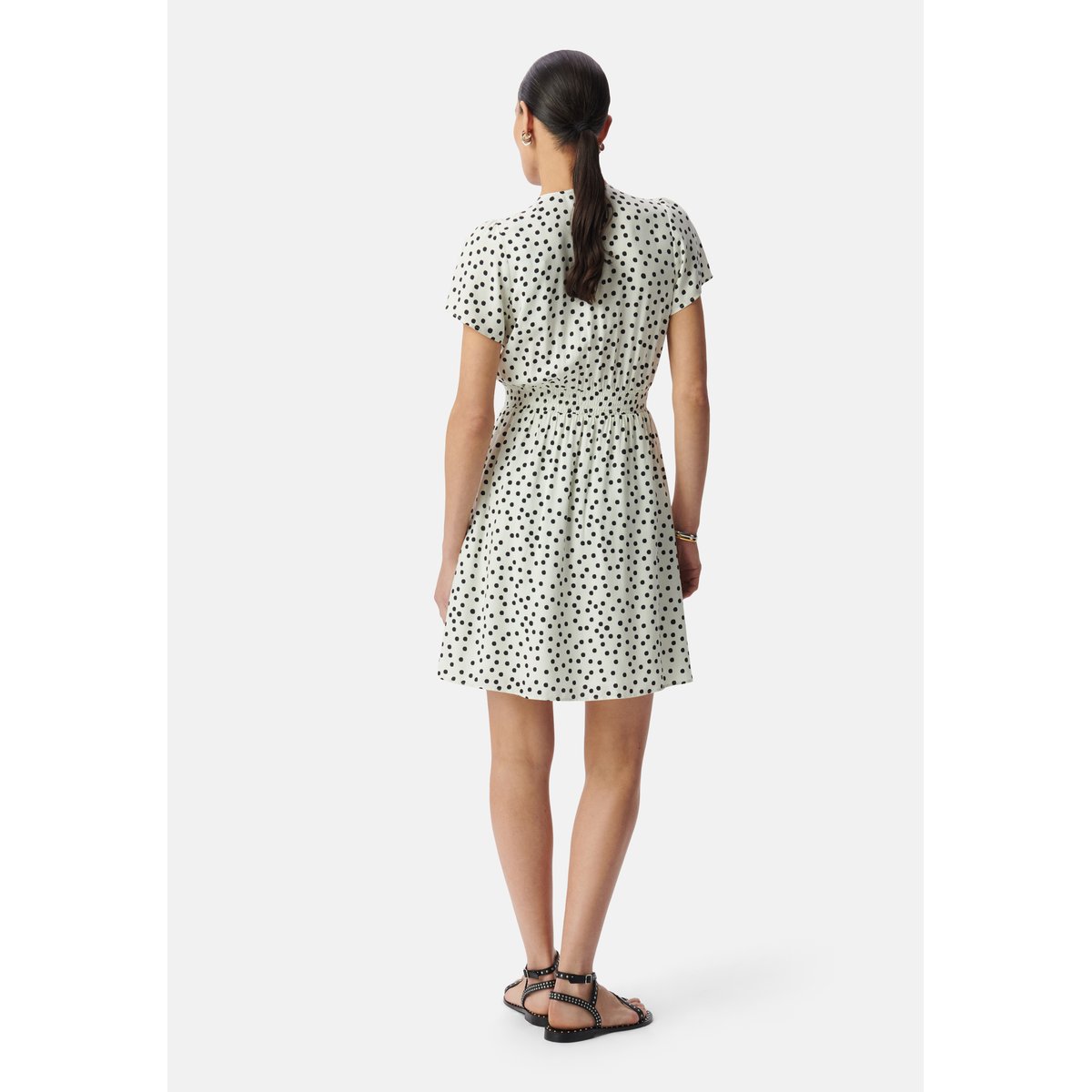Robe courte imprimé pois blanc cassé, IKKS