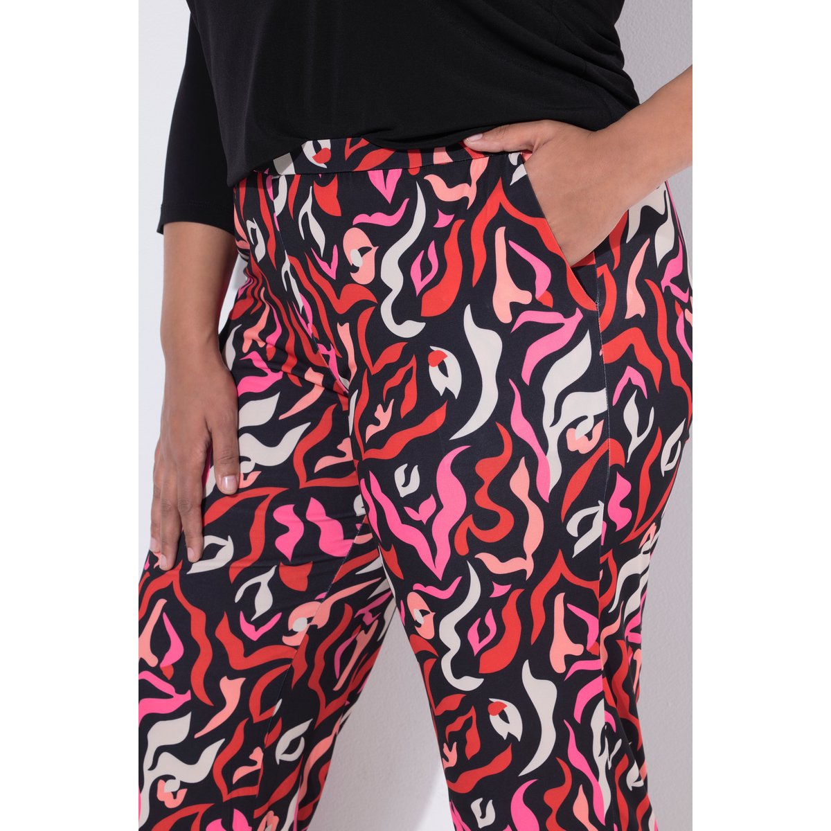 Pantalon 7/8 en jersey, motif zébré noir, ULLA POPKEN