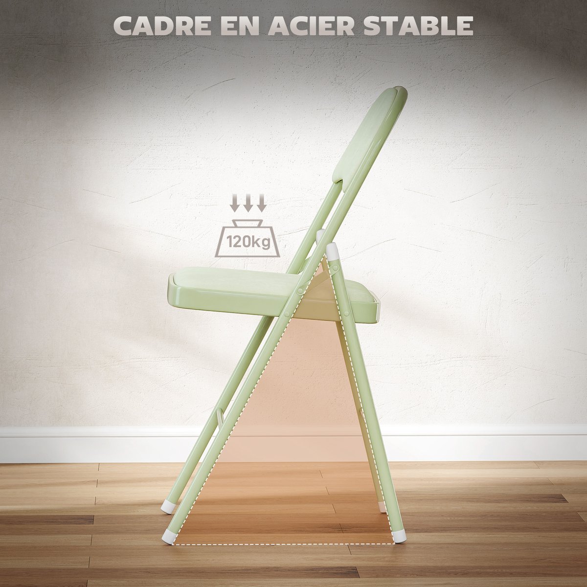 Chaise pliante Velours (100 % polyester) Vert vert, HOMCOM