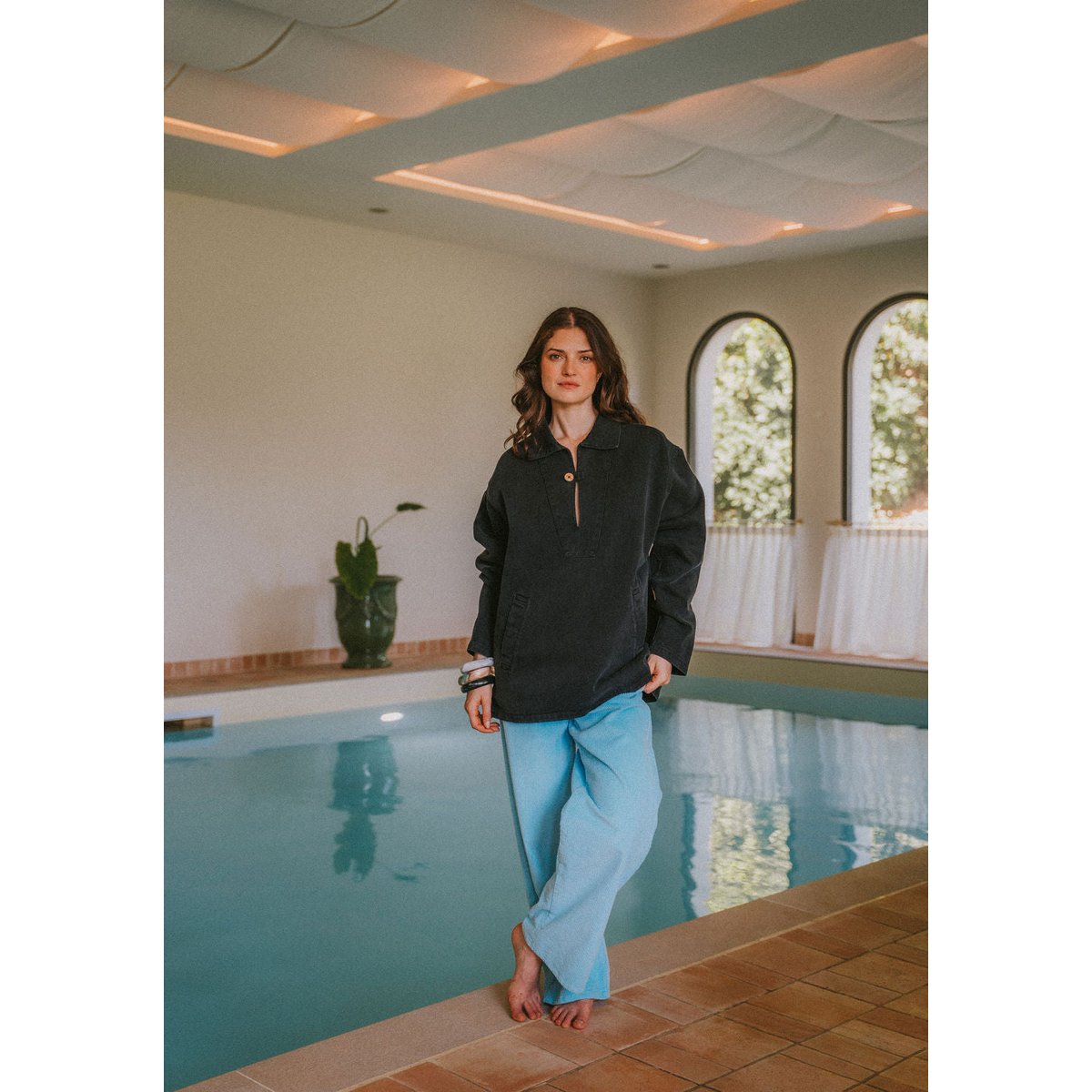 PANTALON JANE VELOURS CORDAZUR bleu clair, PULLIN