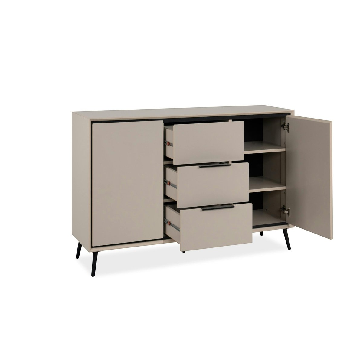 Buffet moderne taupe 2 portes 3 tiroirs AVIO beige, PIER IMPORT