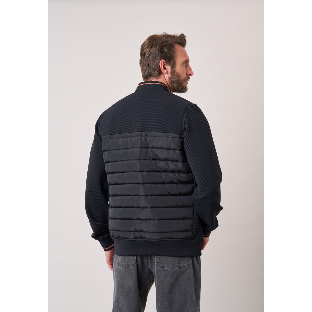 Sweat zippé homme bi-matière DURHAM black, DEELUXE